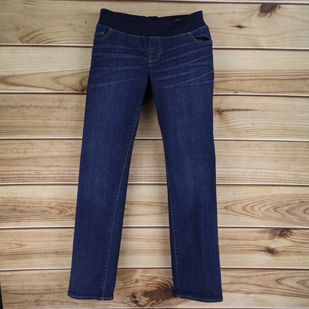 Liz Lange Maternity Jeans Womens 6 Blue Dark Wash Denim Mid Rise Pockets Stretch